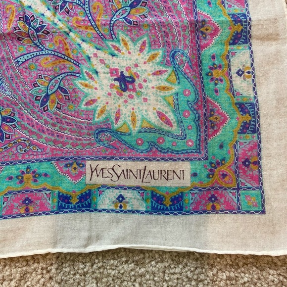 Yves Saint Laurent VGUC Vintage Paisley Multicolor Silk Scarf - Picture 2 of 5